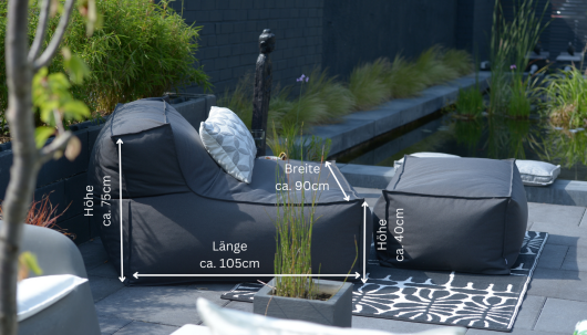 H.O.C.K. Lolly Outdoor Lounge-Sessel, ca. 105x90x40cm Tampa elephant-black col. 9950- charcoal ACRY Blend WR + PE