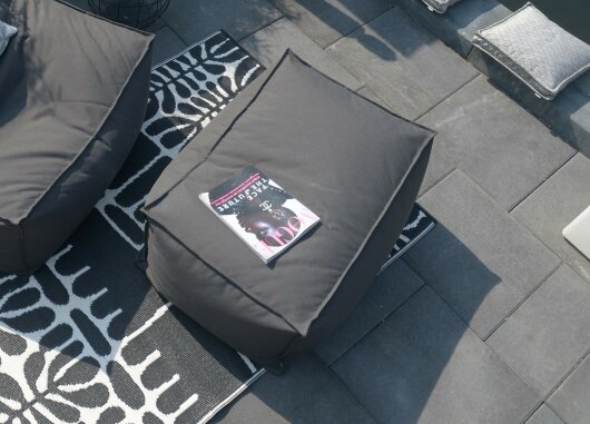 H.O.C.K. Lolly Outdoor Loungehocker ca. 90x60x40cm Tampa elephant black col. 9950- charcoal ACRY Blend WR + PE