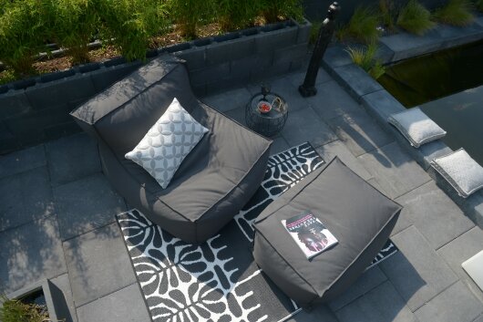 H.O.C.K. Lolly Outdoor Loungehocker ca. 90x60x40cm Tampa elephant black col. 9950- charcoal ACRY Blend WR + PE