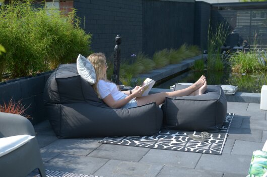 H.O.C.K. Lolly Outdoor Loungehocker ca. 90x60x40cm Tampa elephant black col. 9950- charcoal ACRY Blend WR + PE