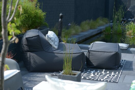 H.O.C.K. Lolly Outdoor Loungehocker ca. 90x60x40cm Tampa elephant black col. 9950- charcoal ACRY Blend WR + PE