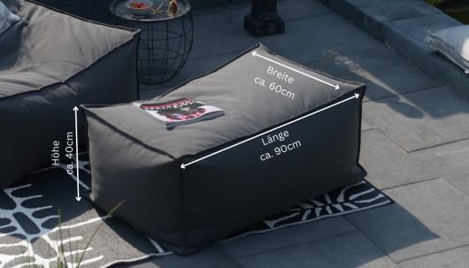 H.O.C.K. Lolly Outdoor Loungehocker ca. 90x60x40cm Tampa elephant black col. 9950- charcoal ACRY Blend WR + PE