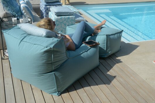 H.O.C.K. Lolly Outdoor Loungehocker ca. 90x60x40cm Tampa jade blue col. 5470