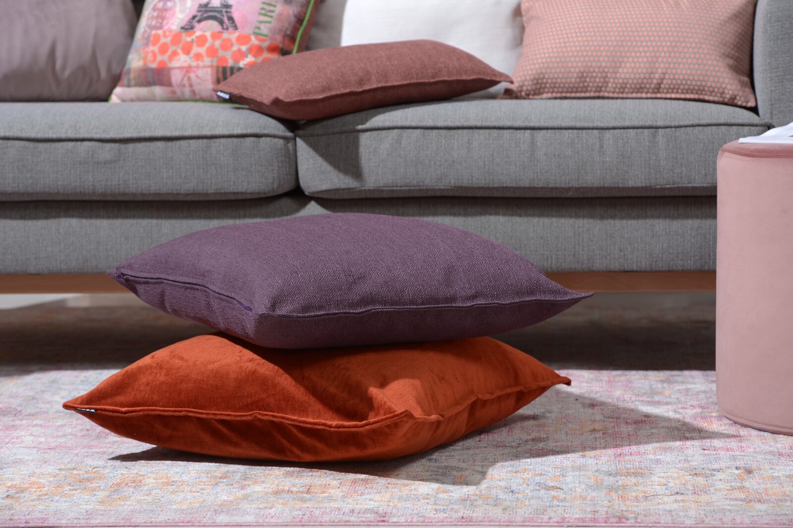 H.O.C.K. Mali Kissen mit Biese 60x60cm lila mauve col. 80