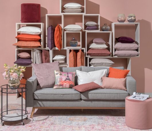 H.O.C.K. Mali Kissen mit Biese 60x60cm altrosa burgundy col. 22