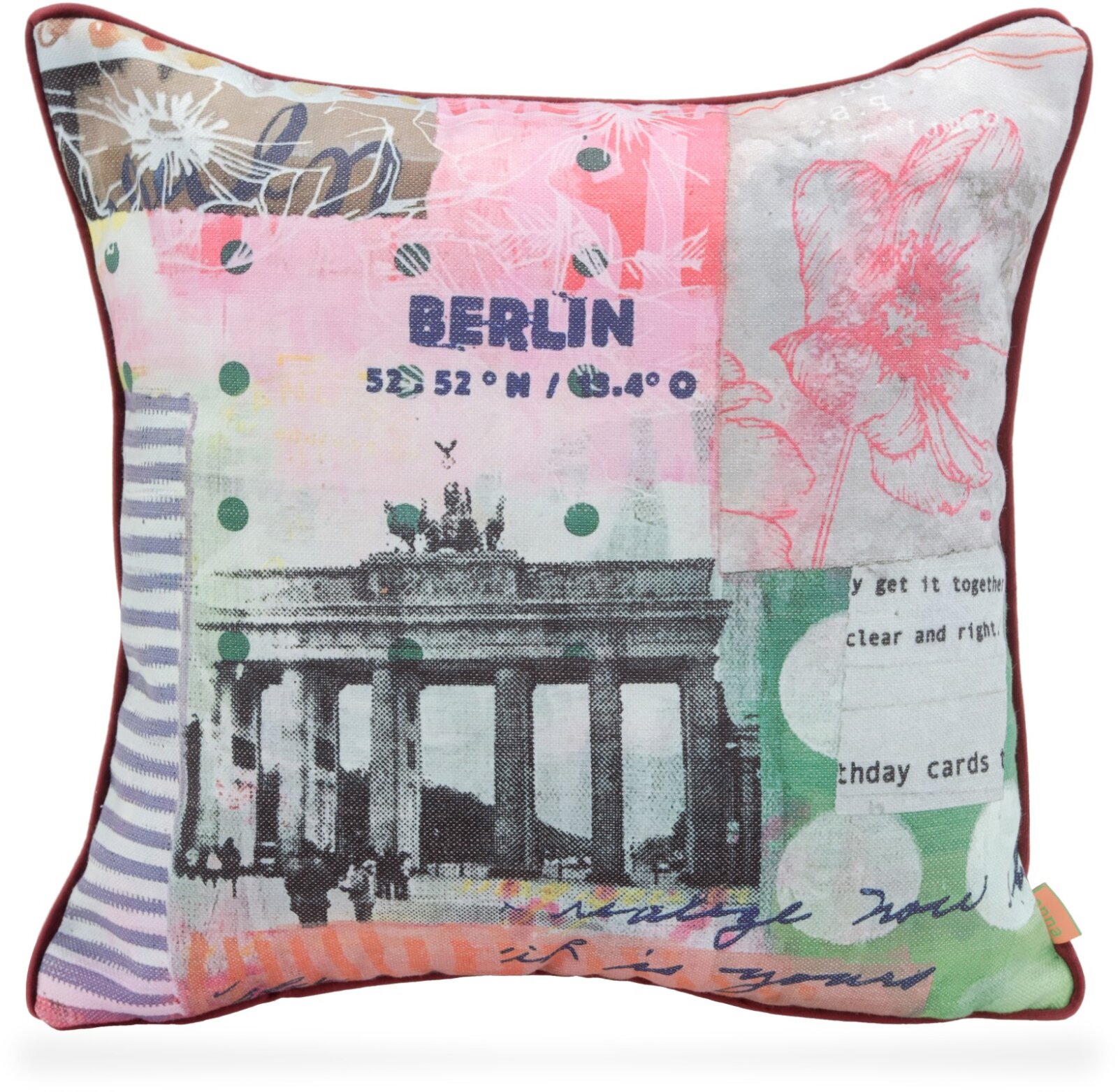 H.O.C.K. Lieblingsstädte Städte Kissen mit Keder 45x45cm BERLIN by Anna Flores