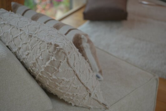 H.O.C.K. Nuvole Kissen 60x60cm natur beige col. 400 mit Fransen
