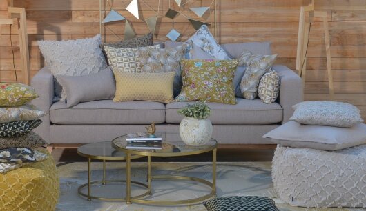 H.O.C.K. Nuvole Kissen 60x60cm natur beige col. 400 mit Fransen