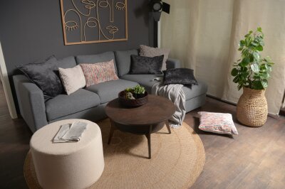 H.O.C.K. Nuvole Kissen 60x60cm grau col. 603 mit Fransen