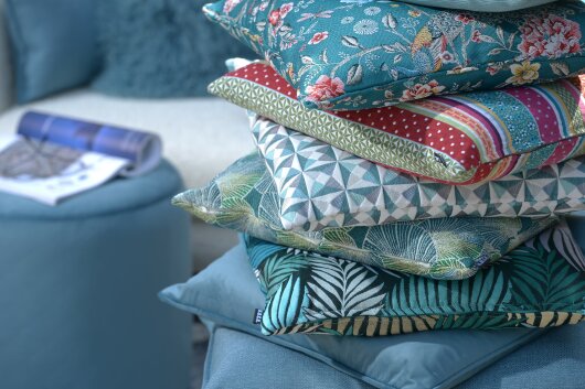 H.O.C.K. Copacabana Kissen floral 45x45cm petrol emeraude