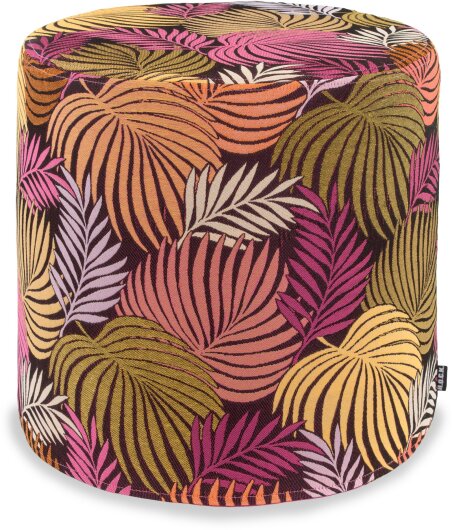 H.O.C.K. Copacabana Hocker rund Pouf ø45x45cm floral pink fuchsia