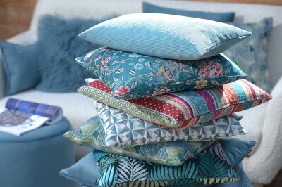 H.O.C.K. Sina Kissen mit Keder 45x45cm floral petrol