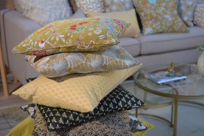 H.O.C.K. Sina Kissen mit Keder 45x45cm floral gold