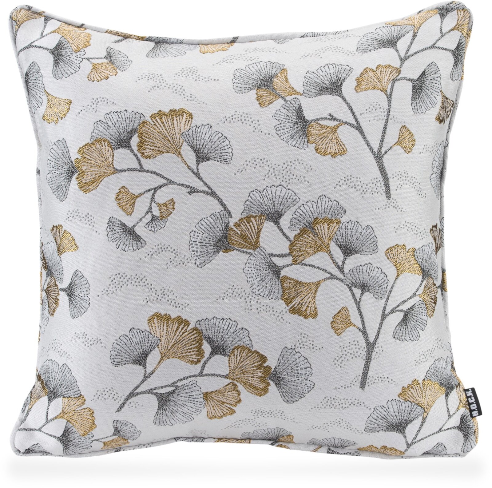 H.O.C.K. Gingko Kissen mit Keder 45x45cm weiß gold