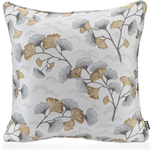H.O.C.K. Gingko Kissen mit Keder 45x45cm weiß gold