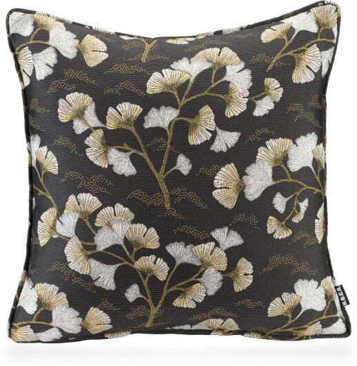 H.O.C.K. Gingko Kissen mit Keder 45x45cm schwarz gold