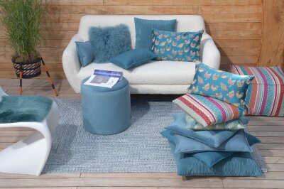 H.O.C.K. Paulette Chicken Kissen 50x30cm blau
