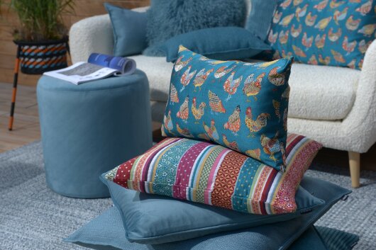 H.O.C.K. Paulette Chicken Kissen 60x40cm blau