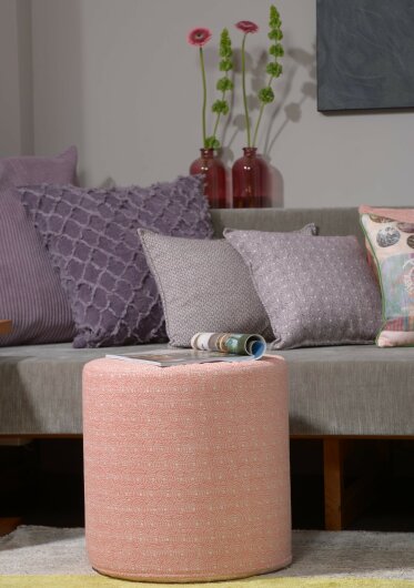 H.O.C.K. Ivo Hocker Pouf Ø45x45cm rund coral / orange col. 900
