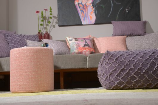 H.O.C.K. Ivo Hocker Pouf Ø45x45cm rund coral / orange col. 900