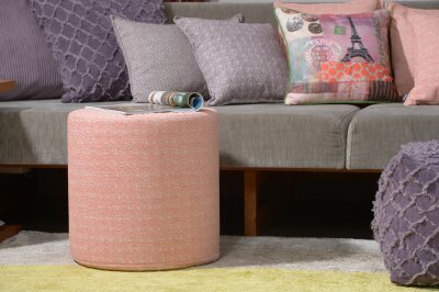 H.O.C.K. Ivo Hocker Pouf Ø45x45cm rund coral /...