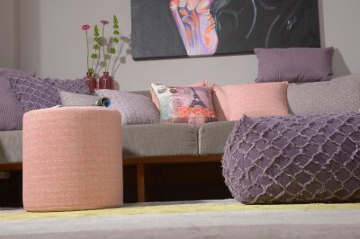 H.O.C.K. Ivo Hocker Pouf Ø45x45cm rund coral / orange col. 900