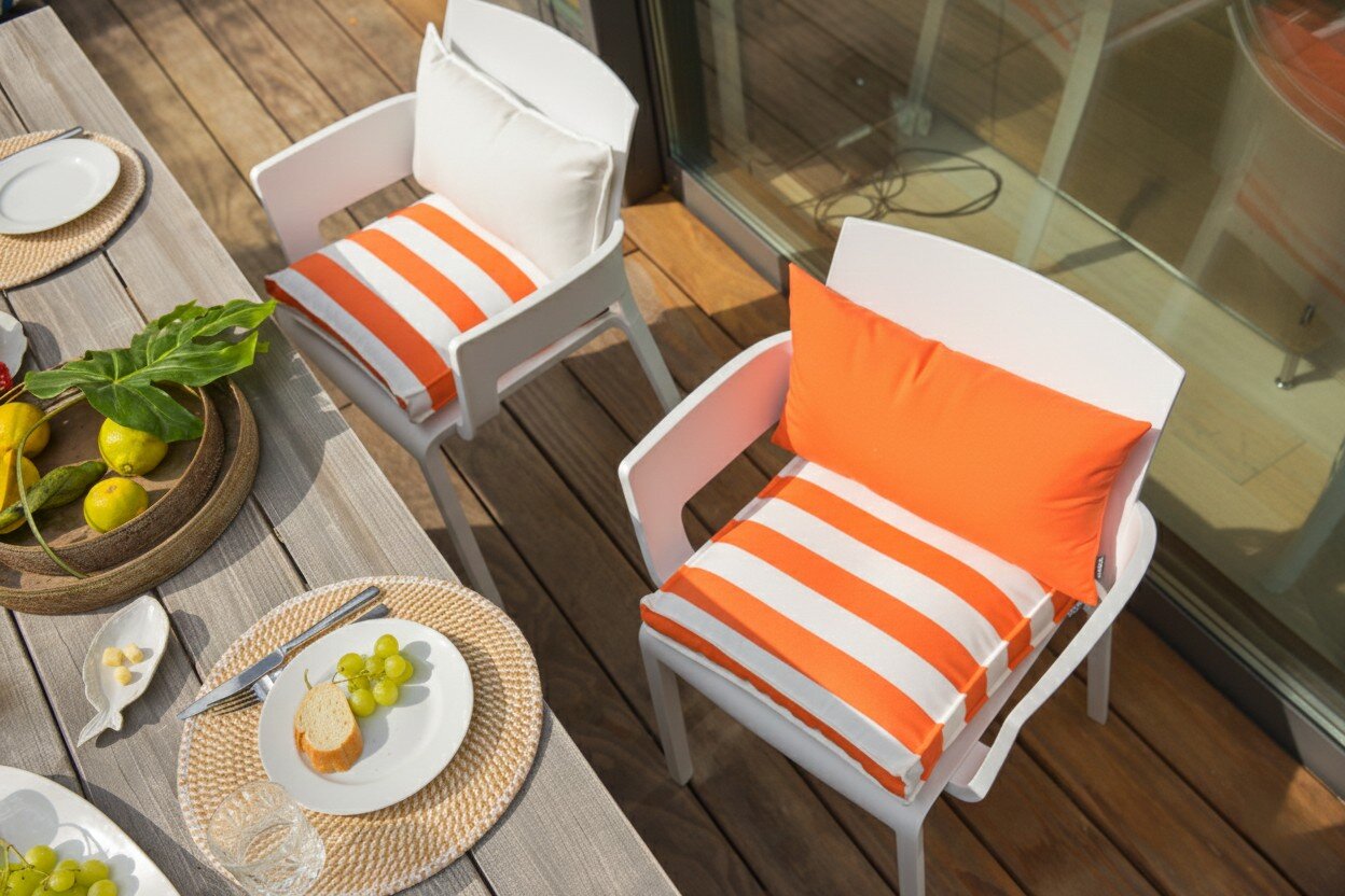 H.O.C.K. Classic Streifen Outdoor Sitzkissen 40x40x5cm orange