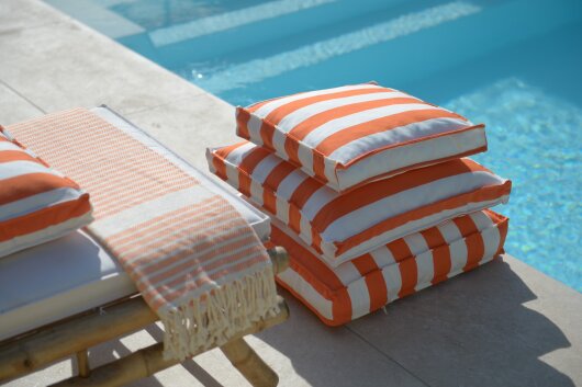 H.O.C.K. Classic Streifen Outdoor Sitzkissen 40x40x5cm orange