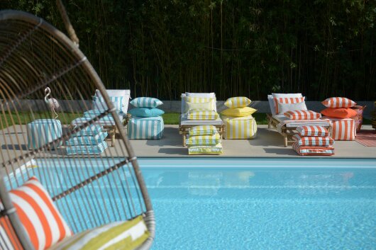 H.O.C.K. Classic Streifen Outdoor Sitzkissen 40x40x5cm grau