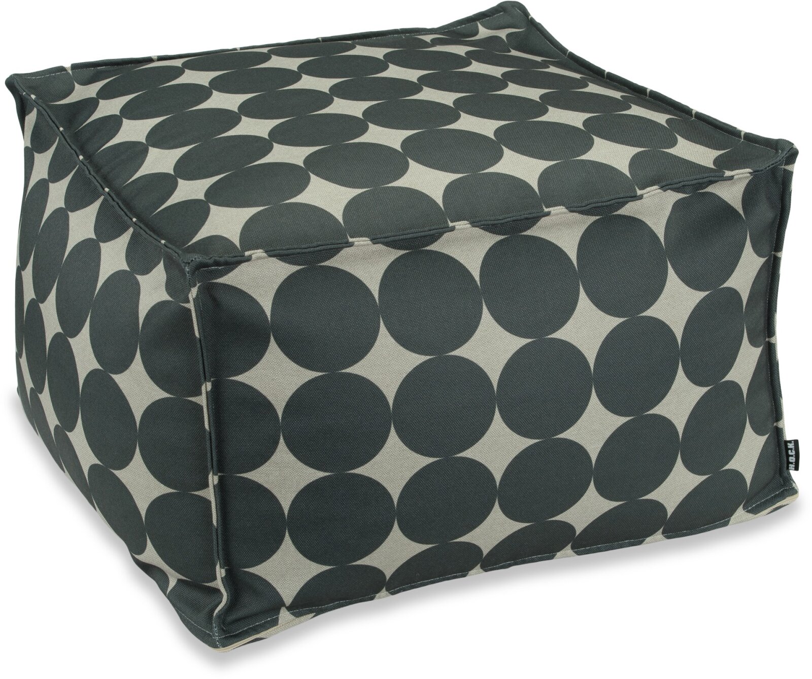 H.O.C.K. Circle Bean Cube Hocker Pouf 55x55x35cm Kreise schwarz-taupe col. 24