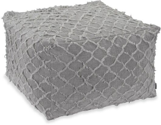 H.O.C.K. Nuvole Bean Cube Hocker Pouf 55x55x35cm grau col. 603 mit Fransen