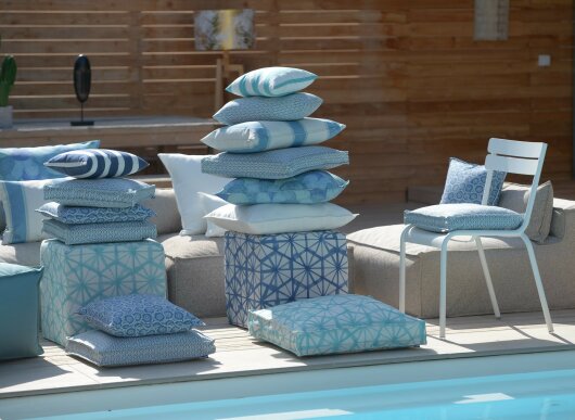 H.O.C.K. Classic Streifen Outdoor Sitzkissen 50x50x5cm navy-blau