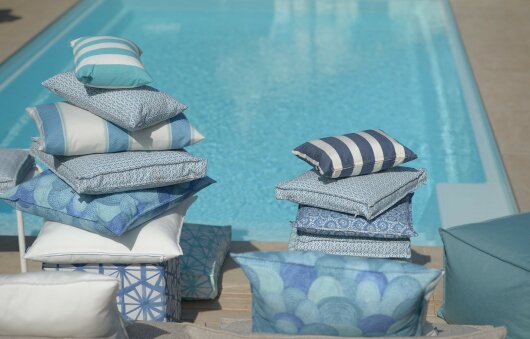 H.O.C.K. Classic Streifen Outdoor Sitzkissen 50x50x5cm navy-blau