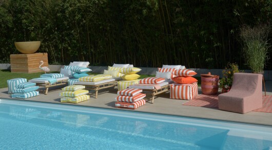 H.O.C.K. Classic Streifen Outdoor Sitzkissen 50x50x5cm grau