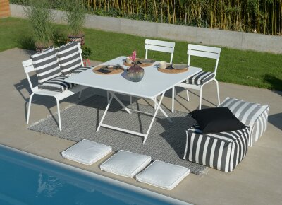 H.O.C.K. Classic Streifen Outdoor Sitzkissen 50x50x5cm hellgrau