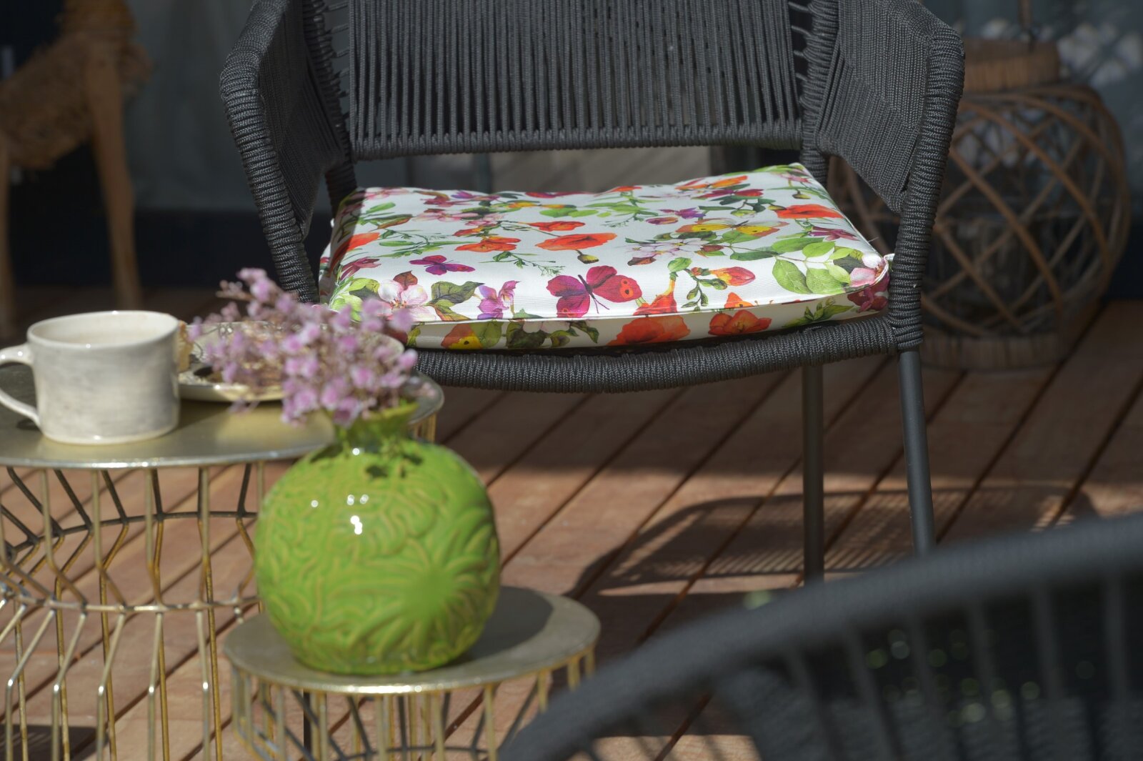 H.O.C.K. Sweet Butterfly Outdoor Sitzkissen mit Biese Schmetterling-Motiv BLISS 45x45x6cm