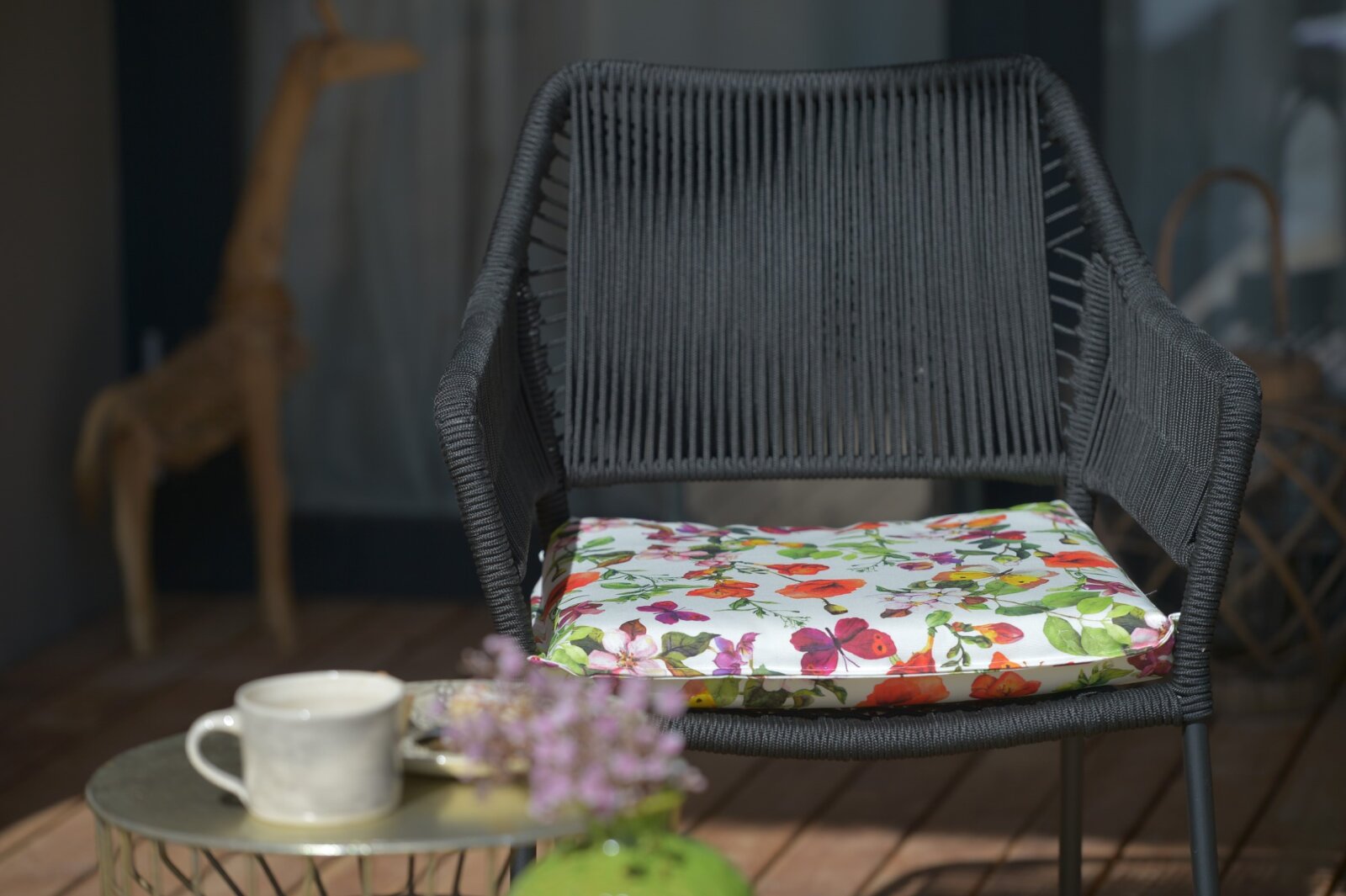 H.O.C.K. Sweet Butterfly Outdoor Sitzkissen mit Biese Schmetterling-Motiv BLISS 45x45x6cm