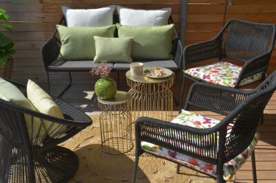 H.O.C.K. Sweet Butterfly Outdoor Sitzkissen mit Biese Schmetterling-Motiv BLISS 45x45x6cm
