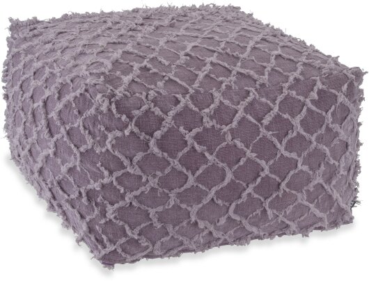H.O.C.K. Nuvole Bean Cube Hocker Pouf 55x55x35cm brombeer mit Fransen