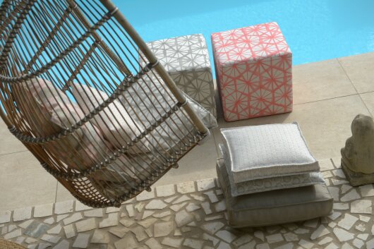 H.O.C.K. Kami Outdoor Hocker eckig 45x45x45cm taupe - hellgrau col. 01 malle