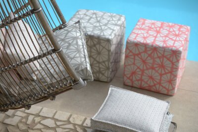 H.O.C.K. Kami Outdoor Hocker eckig 45x45x45cm taupe - hellgrau col. 01 malle