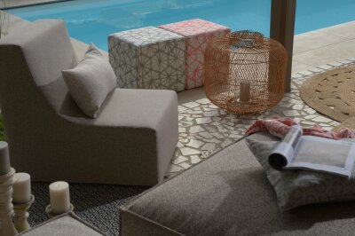 H.O.C.K. Kami Outdoor Hocker eckig 45x45x45cm taupe - hellgrau col. 01 malle