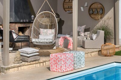 H.O.C.K. Kami Outdoor Hocker eckig 45x45x45cm taupe - hellgrau col. 01 malle