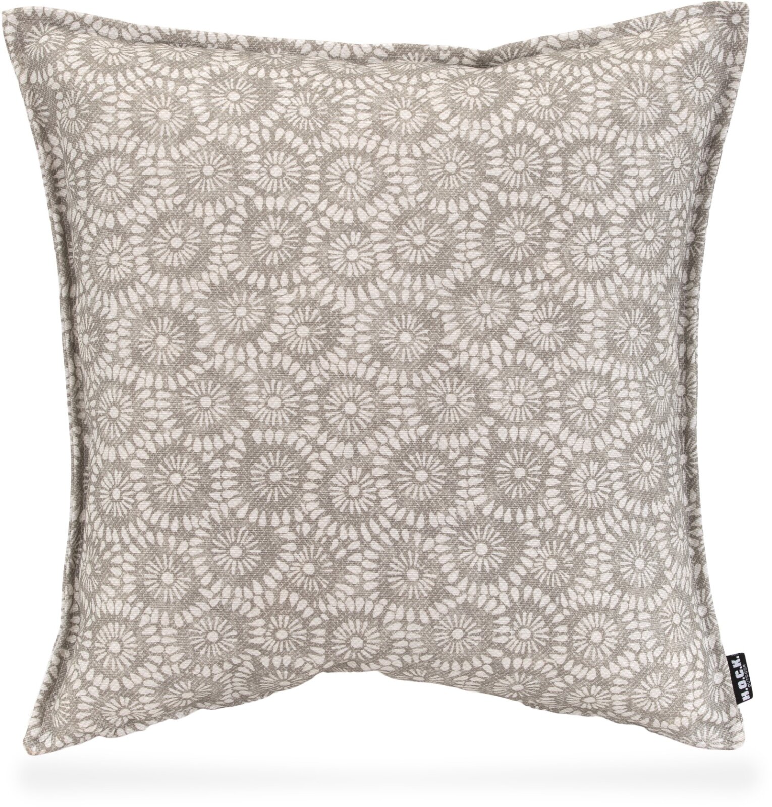 H.O.C.K. Yuno Outdoor Kissen mit Biese 45x45cm taupe - hellgrau col. 01 geblümt malle