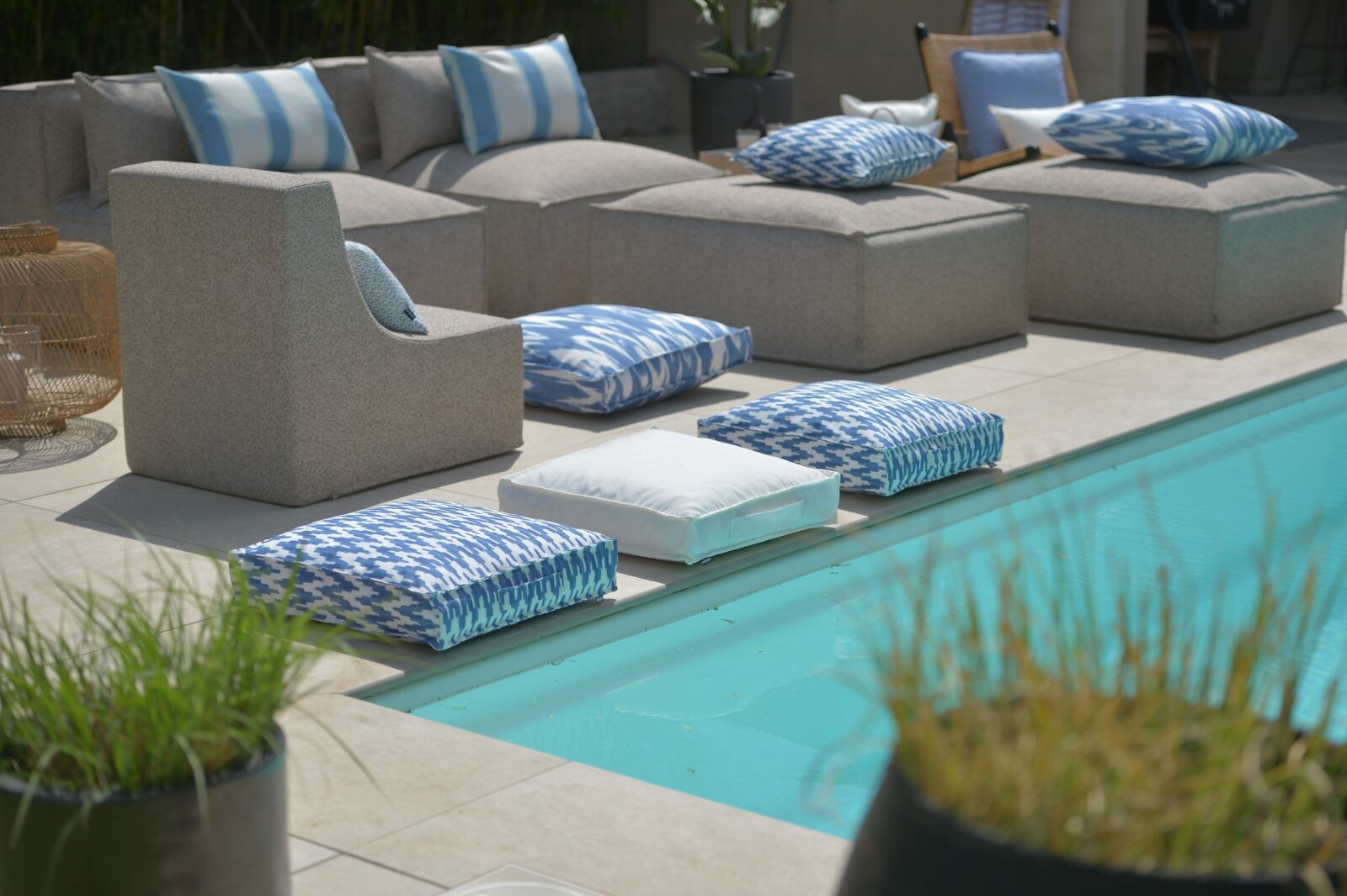 H.O.C.K. Amarador Outdoor Kissen 60x60cm col. 03 blau
