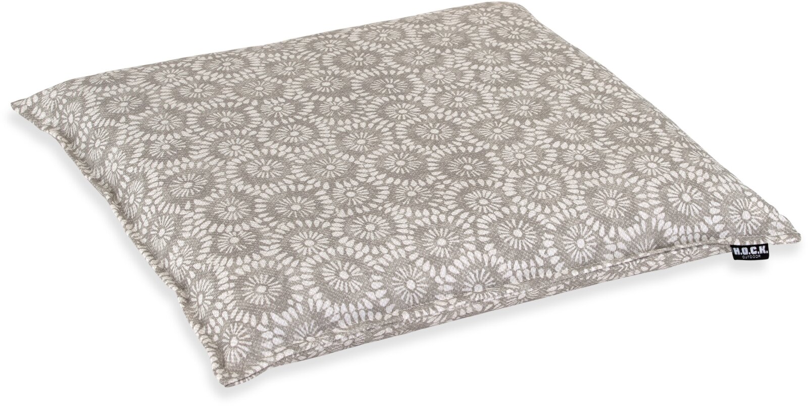 H.O.C.K. Yuno Outdoor Sitzkissen mit Biese BLISS 40x40x6cm taupe - hellgrau col. 01 geblümt malle