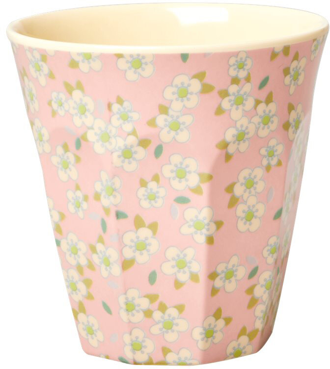 RICE Melamine Cup Tasse Becher medium kleine Blümchen rosa
