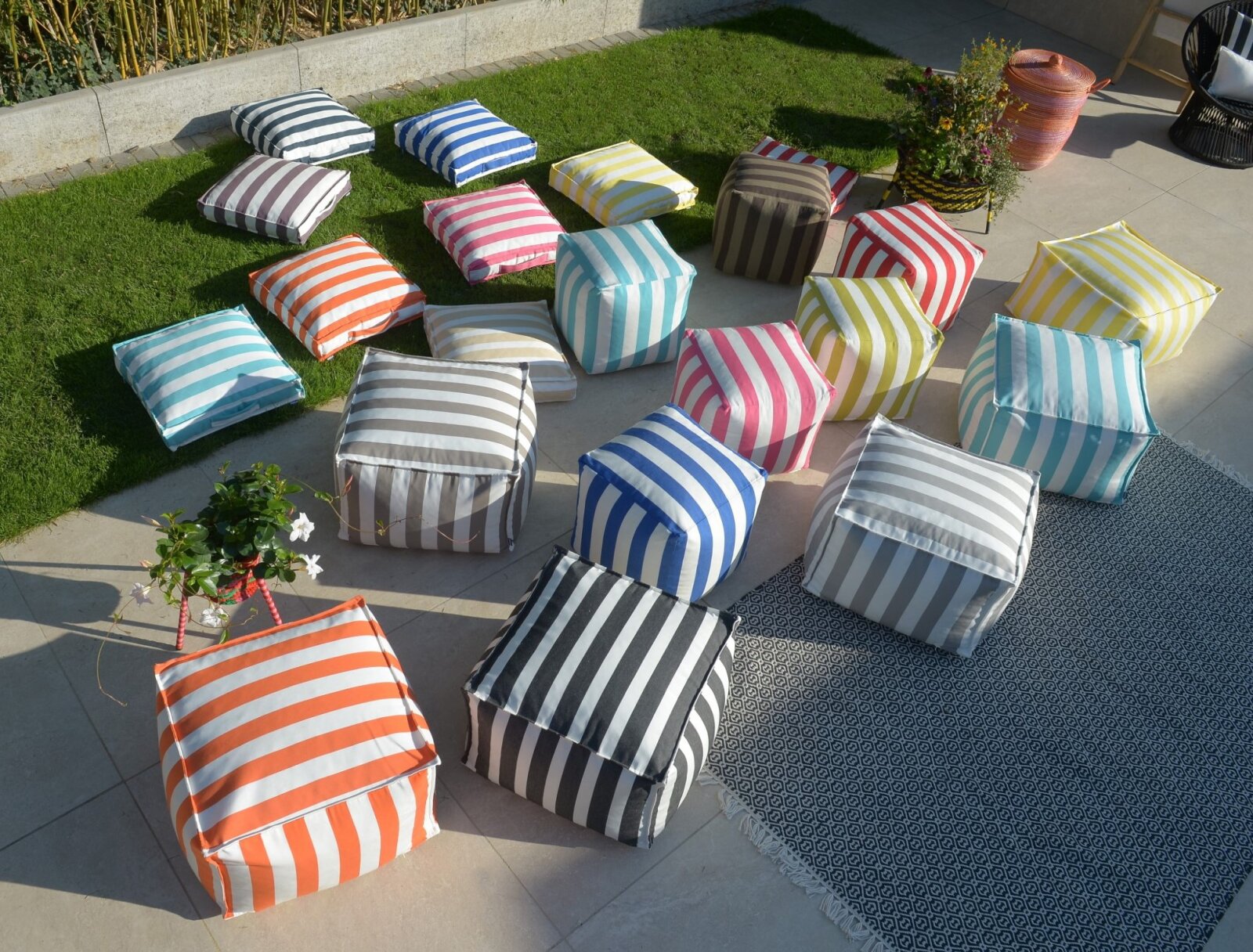 H.O.C.K. Classic Streifen Bean Cube 55x55x35cm in verschiedenen Farben