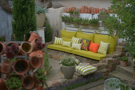H.O.C.K. Paloma Outdoor Kissen mit Keder 50x50cm floral grün