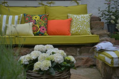 H.O.C.K. Paloma Outdoor Kissen mit Keder 50x50cm floral grün